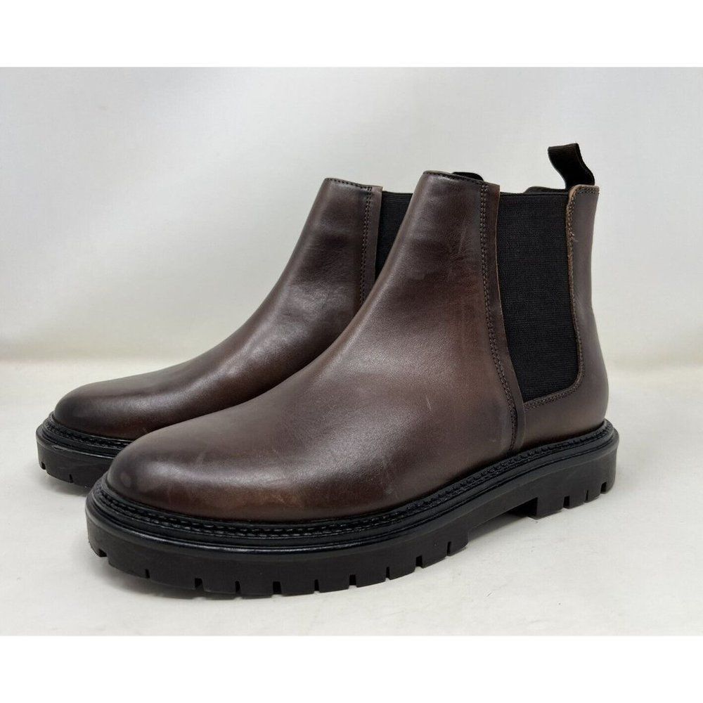 Zara Mens Chelsea Ankle Boots Leather Brown Pull On EU 41 US 8 2025/821